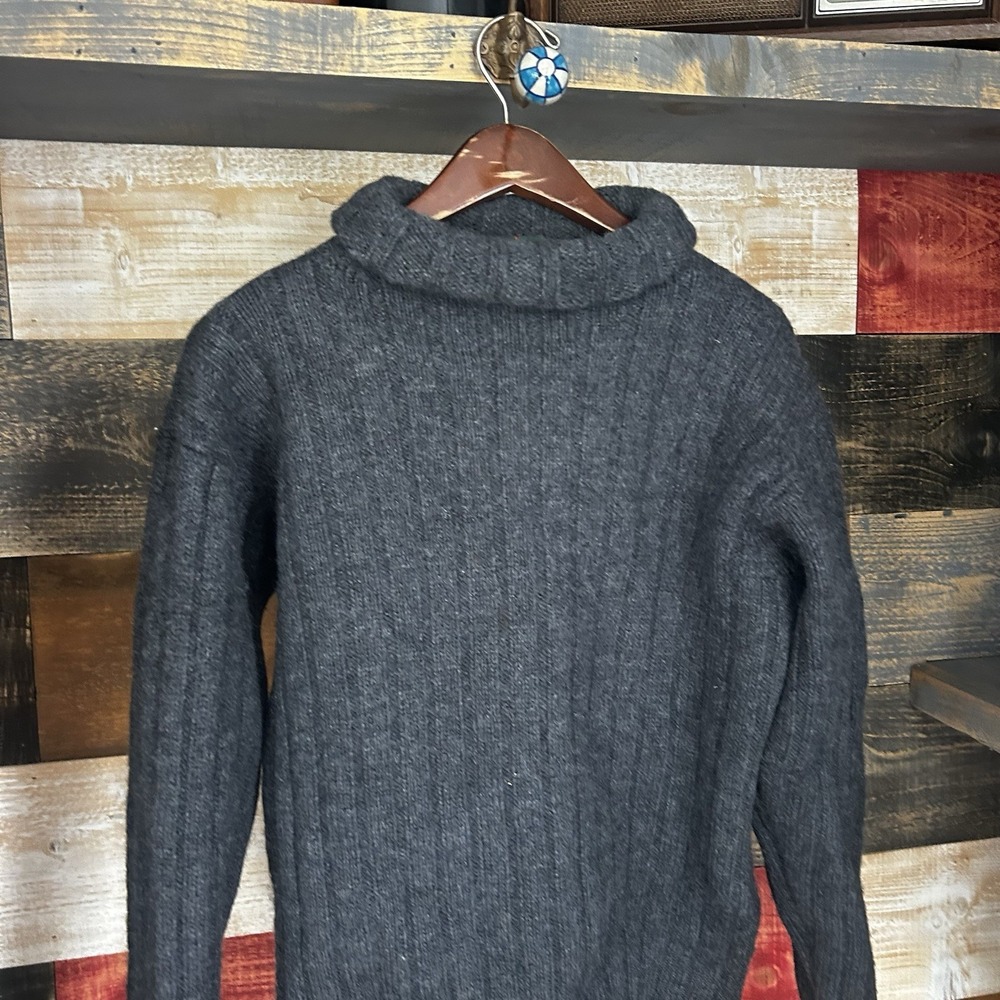 Vintage J Crew Rollneck Sweater Cable Knit Thick Chunky Wool Rubbles M-L - Picture 2 of 6